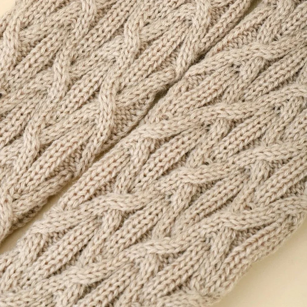 Beige Cozy Womens Solid Pom Pom Decor Fashion Over The Knee Socks